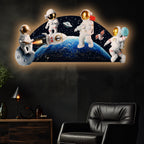 Baby Astronaut in Space Crystal Glass Backlit LED Wall Art