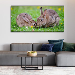 Baby Bunnies in Garden Canvas Wall Painting