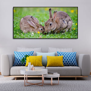 Baby Bunnies in Garden Canvas Wall Painting