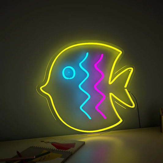 Baby Puffer Fish Yellow Neon LED Light