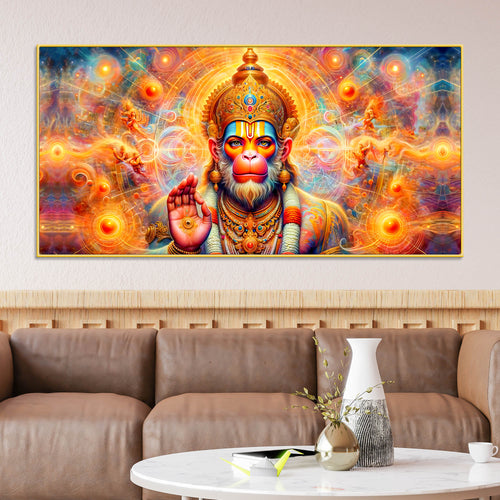 Bajrangbali Hanuman Cosmic Canvas Painting – Sacred Energy Decor