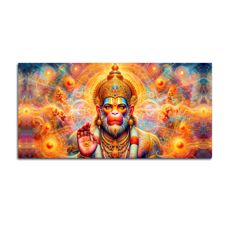 Bajrangbali Hanuman Cosmic Canvas Painting – Sacred Energy Decor