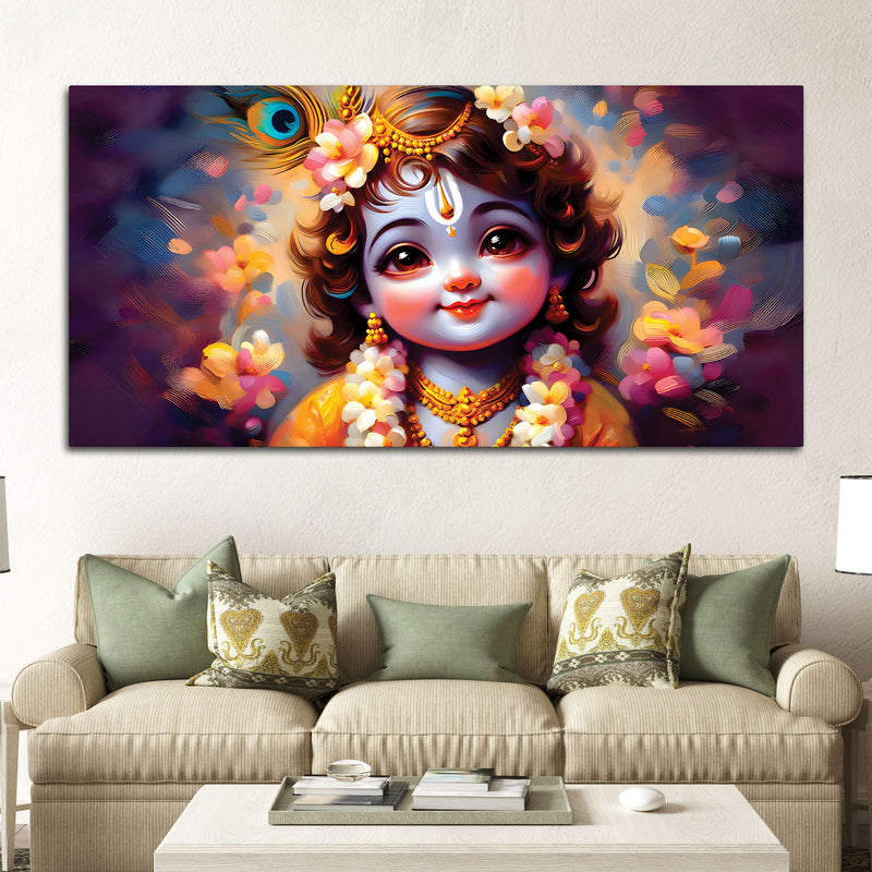 Bal Gopal Cute Canvas Painting for Living Room & Kids Room