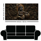 Bal Krishna with Maakhan Matki Golden Metallic Look 3D Canvas Wall Painting