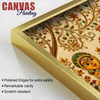 Bal Shri Krishna Playing Flute with Gopis Embroidery Tanjore Style 3D Canvas Wall Painting