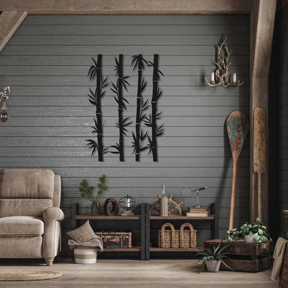 Bamboo Sticks Wall Hanging Metal Artwork Art Decor