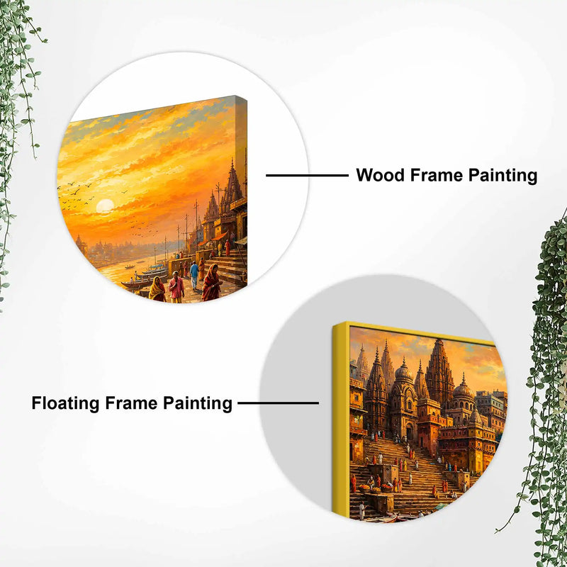 Banaras Ganga Ghat Morning View Canvas Wall Art Painting