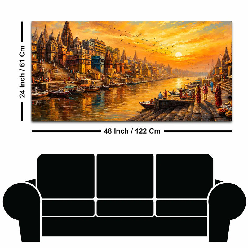 Banaras Ganga Ghat Morning View Canvas Wall Art Painting
