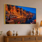 Banaras Ganga River Night View Canvas Painting for Wall Decoration