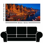 Banaras Ganga River Night View Canvas Painting for Wall Decoration
