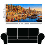Banaras Ghat Cultural Scene Canvas Painting for Living Room Decor