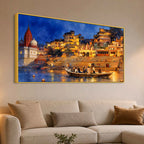 Banaras Ghat Evening View Canvas Wall Painting