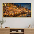 Banaras Ghat Ganga Aarti Canvas Painting for Home Decoration