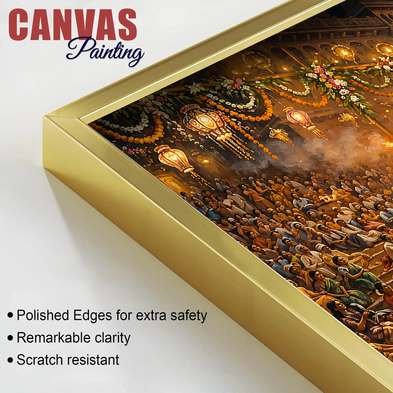 Banaras Ghat Ganga Aarti Canvas Painting for Home Decoration