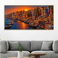 Banaras Ghat Sunset Aarti Canvas Painting for Living Room Decor