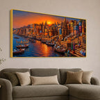 Banaras Ghat Sunset Aarti Canvas Painting for Living Room Decor