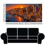 Banaras Ghat Sunset Aarti Canvas Painting for Living Room Decor