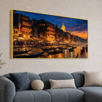 Banaras Ghat Sunset Canvas Painting for Living Room Decor