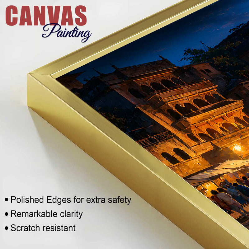 Banaras Ghat Sunset Canvas Painting for Living Room Decor