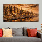 Banaras Ghat Temple Canvas Painting for Living Room Wall Decor and Home Decoration
