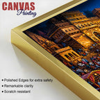 Banaras Ghats Diya and Boat Scene Canvas Painting for Living Room Decor