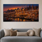 Banaras Riverside Aarti Canvas Painting for Living Room Decor