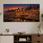Banaras Riverside Aarti Canvas Painting for Living Room Decor