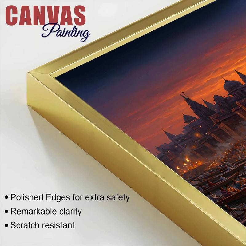 Banaras Riverside Aarti Canvas Painting for Living Room Decor
