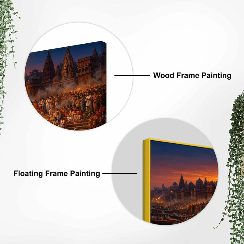 Banaras Riverside Aarti Canvas Painting for Living Room Decor