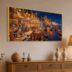 Banaras Riverside Devotional Scene Canvas Art Painting for Bedroom Decor