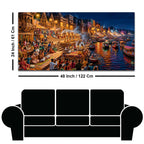 Banaras Riverside Devotional Scene Canvas Art Painting for Bedroom Decor