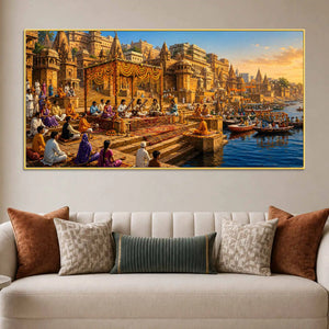 Banaras Riverside Traditional Music Painting for Home Wall Decor