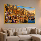 Banaras Riverside Traditional Music Painting for Home Wall Decor