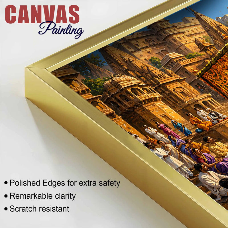 Banaras Riverside Traditional Music Painting for Home Wall Decor