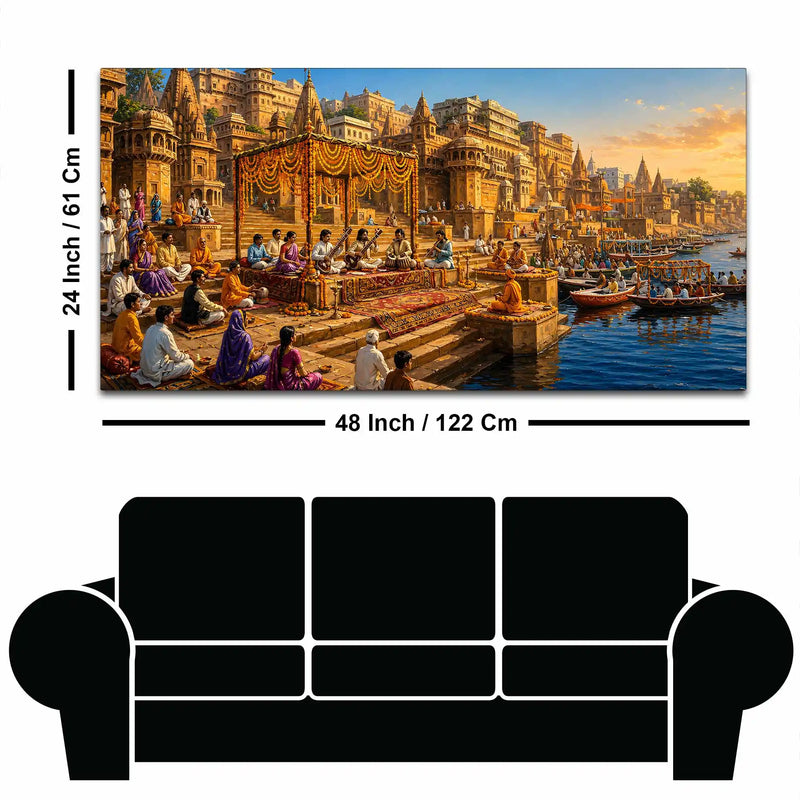 Banaras Riverside Traditional Music Painting for Home Wall Decor