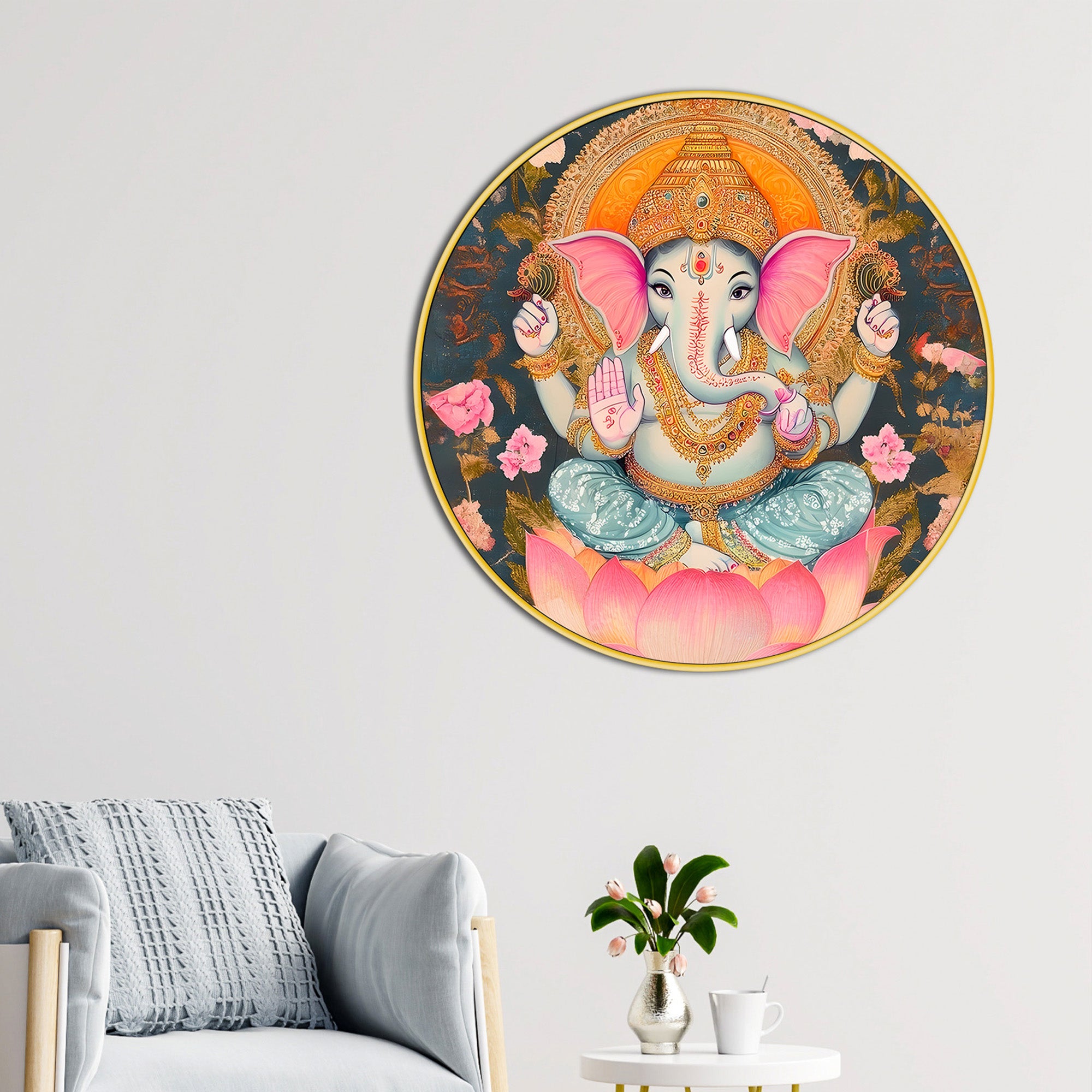 Bappa Ji Round Canvas Painting