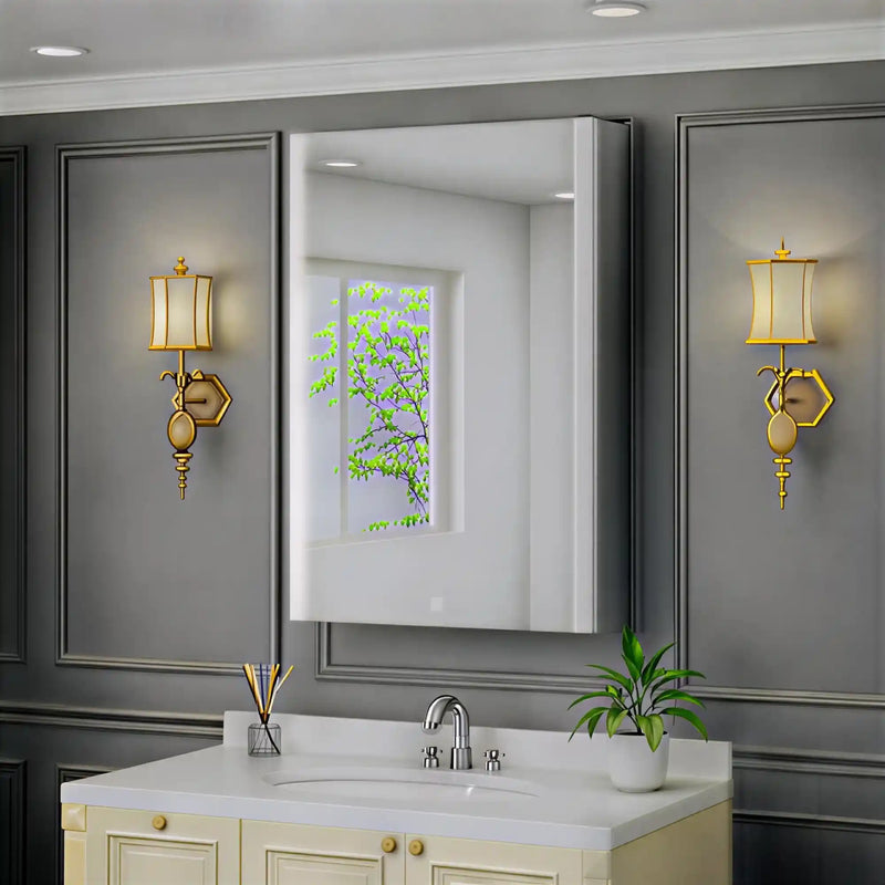 Bathroom Mirror Cabinet with Lighting and Ample Storage