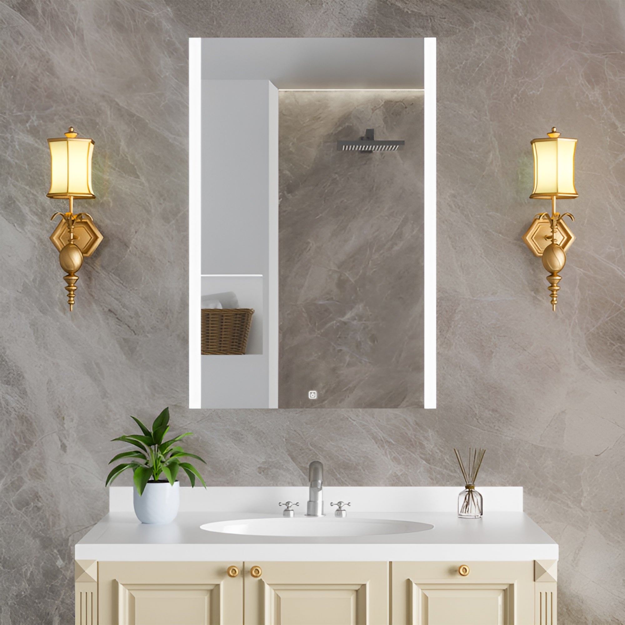 Bathroom Mirror Cabinet with Lighting and Ample Storage