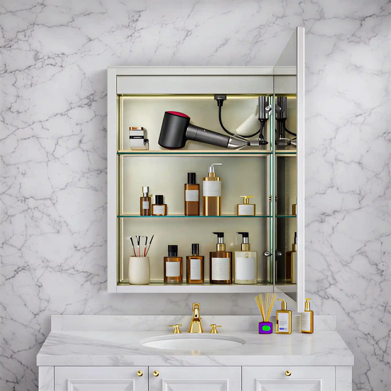 Bathroom Mirror Cabinet with Lighting and Ample Storage