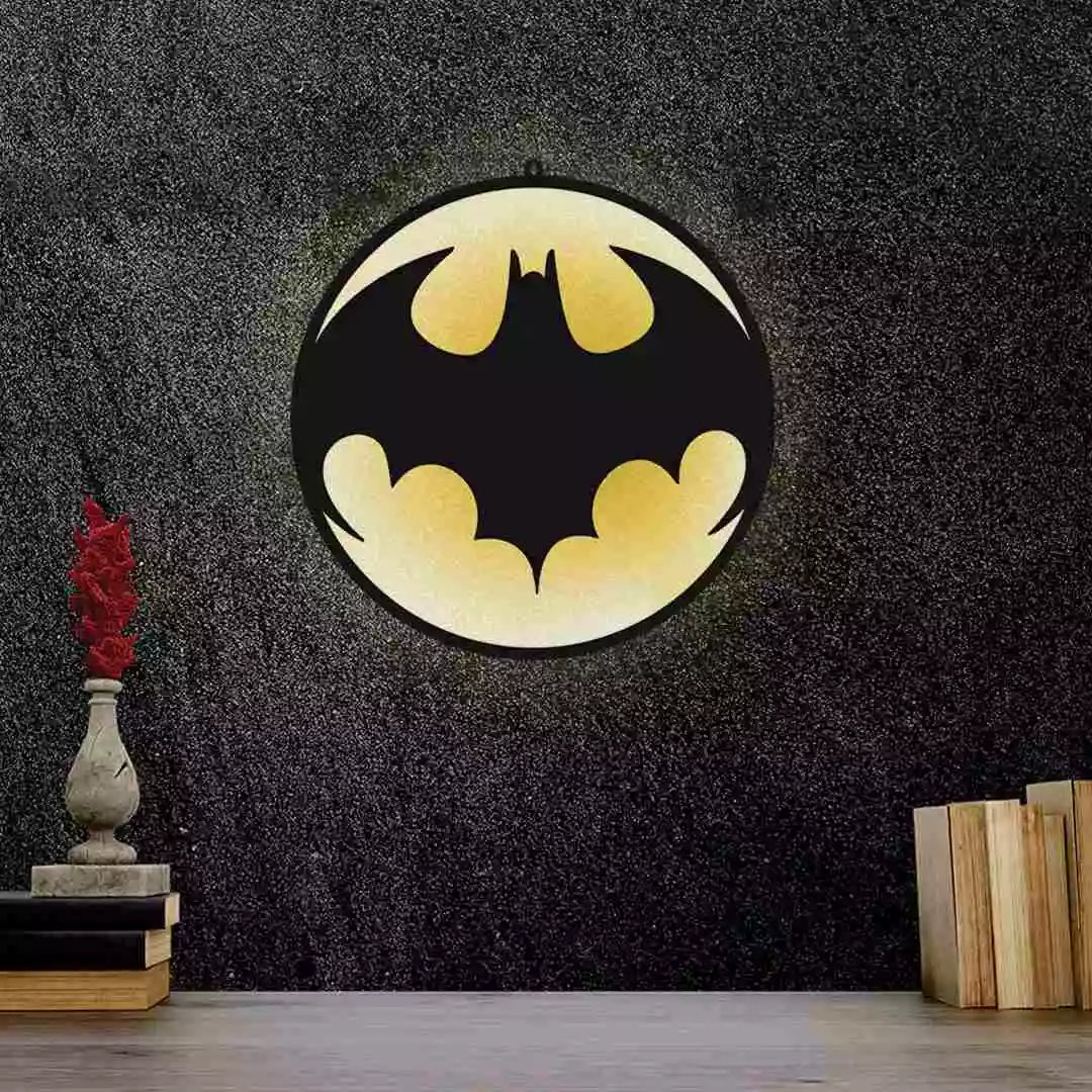 Batman Logo LED Wall Art Light for Office and Living Room Wall Decor