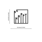 Be Happy Text Design Square Metal Artwork Wall Decor