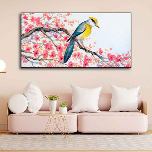 Beautiful Bird on Tree Branch Wall Painting