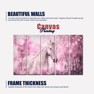 Beautiful White Horse Canvas Wall Painting Set of Five