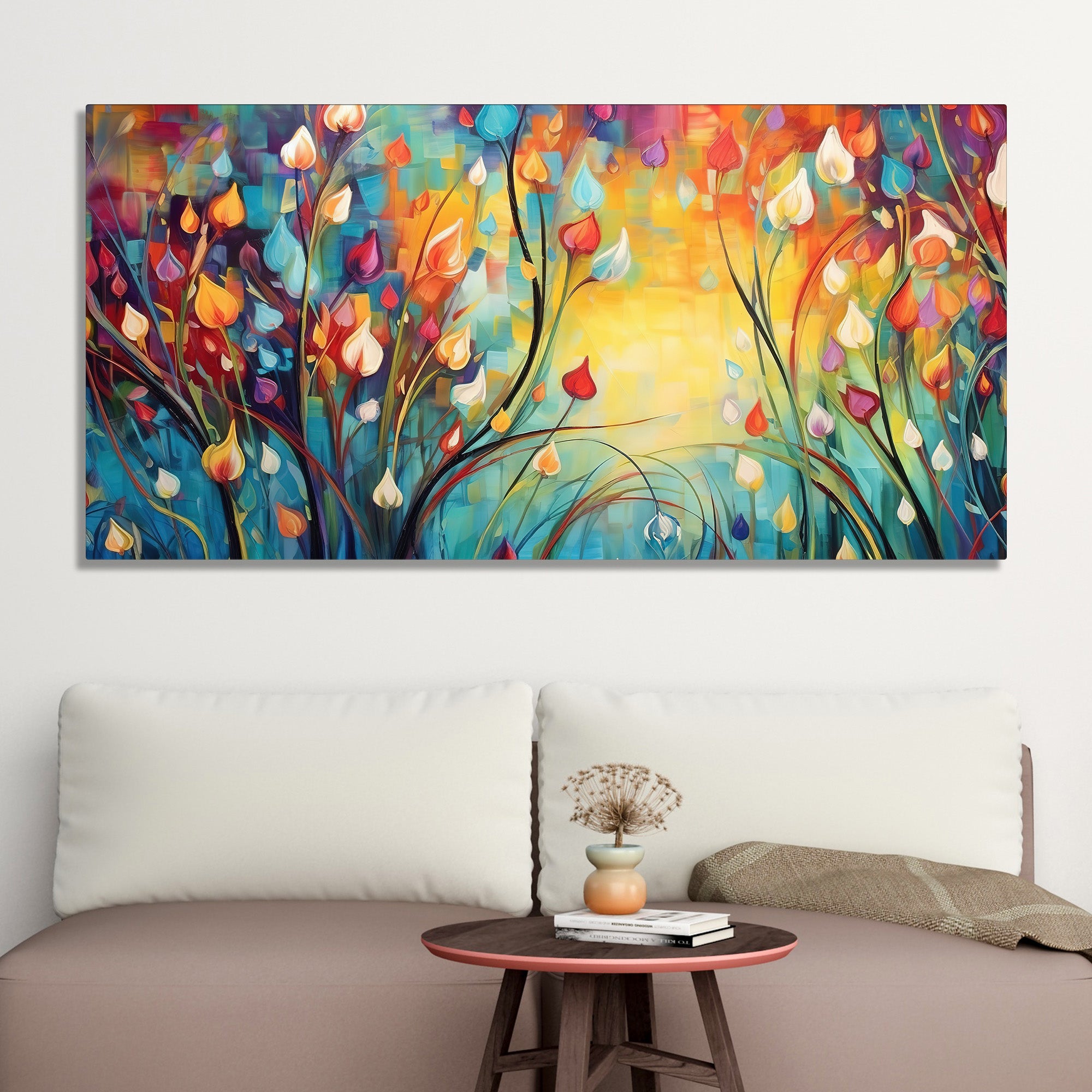 Beautiful Abstract Art of Colorful Flowers Canvas Wall Painting