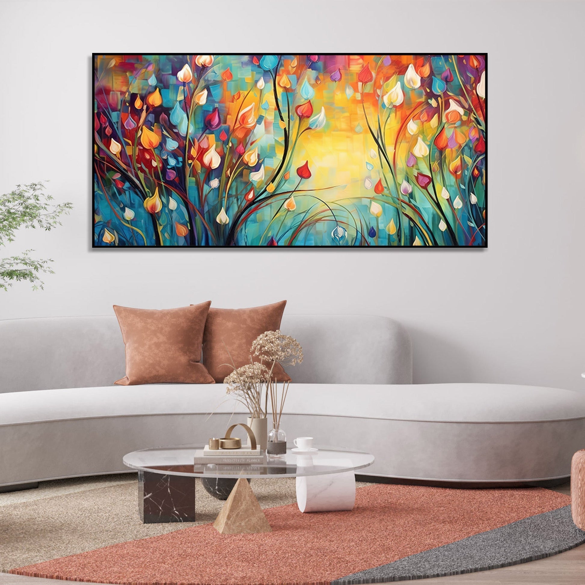 Beautiful Abstract Art of Colorful Flowers Canvas Wall Painting