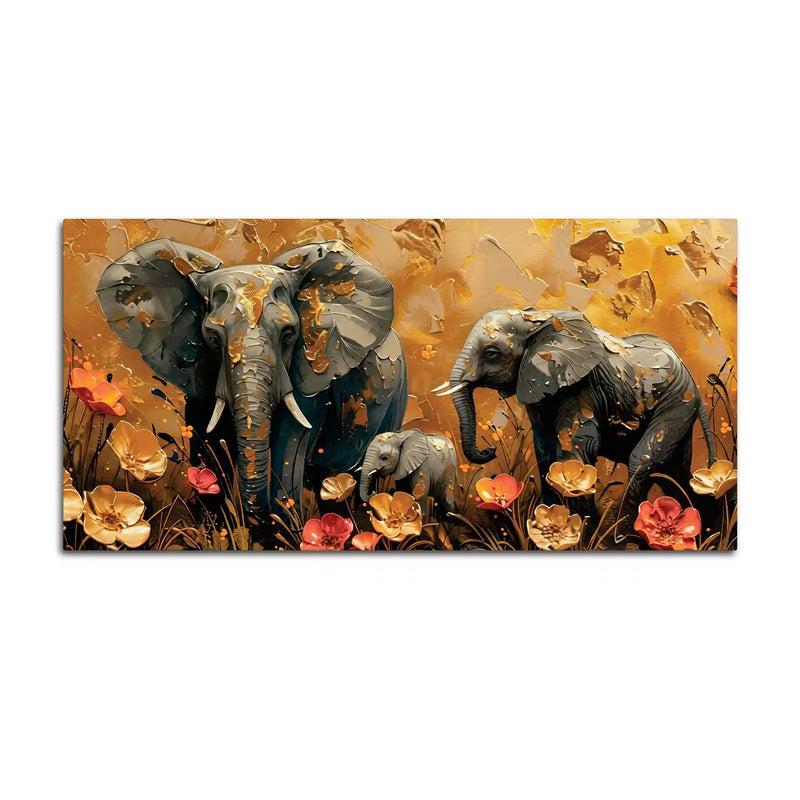 Beautiful Abstract Elephant Mother and Baby Canvas Wall Art Painting