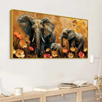 Beautiful Abstract Elephant Mother and Baby Canvas Wall Art Painting