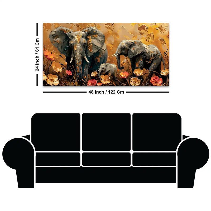 Beautiful Abstract Elephant Mother and Baby Canvas Wall Art Painting