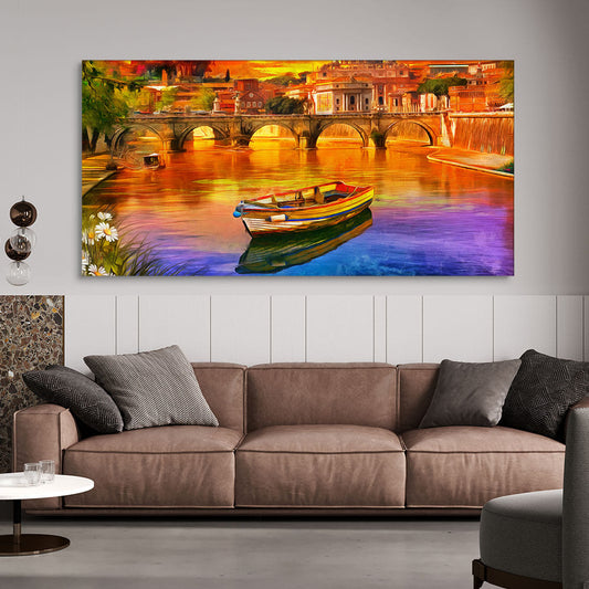 Beautiful Abstract Lake Scenery Canvas Wall Painting