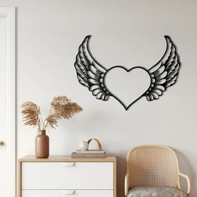 Beautiful Angel Heart Design Metal Wall Art Decor